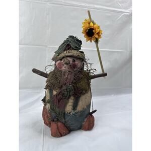 Arlene Wobler Primitive Folk Art Snowman Chalkware Sunflower Floral Scarecrow